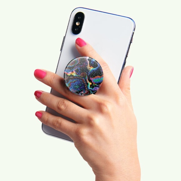 POPSOCKET Universal Galaxy Glitter Rainbow Void PopGrip Phone Stand - Picture 8 of 15